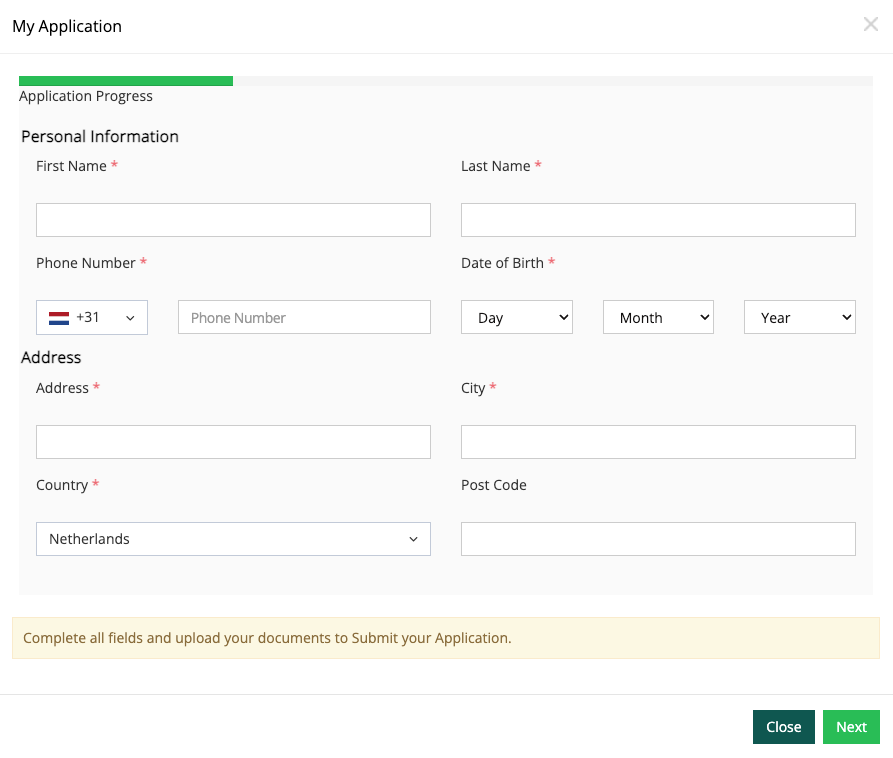 Personal Information form